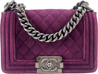 Chanel Plum Velvet Boy Bag Size S