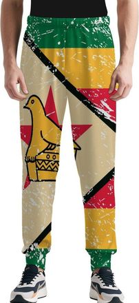 Generic Zimbabwe Vintage Flag Mens Jogger Quick Dry Sweatpants Athletic Workout Lounge Pants