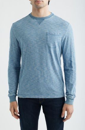 Johnnie-O Spurlin Feeder Stripe Long Sleeve Pocket T-Shirt in Indigo at Nordstrom, Size Xx-Large