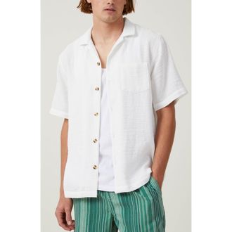 Cotton On Mens Palma Short Sleeve Shirt in White at Nordstrom, Size Xx-Large