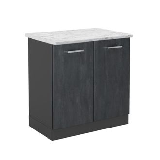 Vicco Armario Bajo Para Fregadero R-line, Hormig&oacute;n Negro, 80 Cm Et M&aacute;rmol