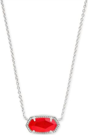 Kendra Scott Womens Elisa Short Pendant Necklace In Rhodium Red Illusion