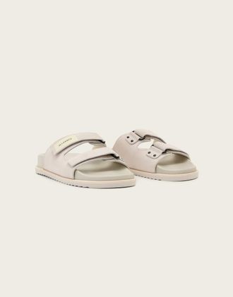 AllSaints Vex - Sandali bianchi con doppio cinturino a strappo con fibbie-Bianco