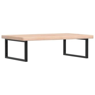 Berkfield Home Basin Shelf Wall Mounted Steel & Solid Wood Oak in Brown
