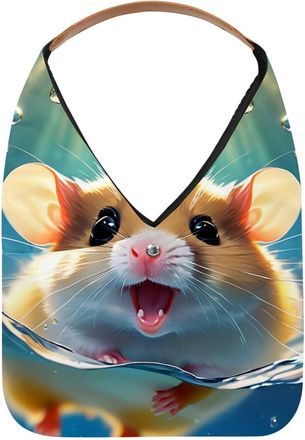 Generic Lovely Hamster Swims Underwater Reusable Lightweight Grocery Bags - Foldable Into Compact Pouch, Washable & Sturdy, Multipurpose for Shopping and Trav