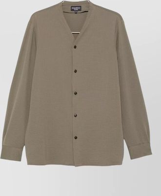 Emporio Armani v neck shirt textured fabric cuffed sleeves