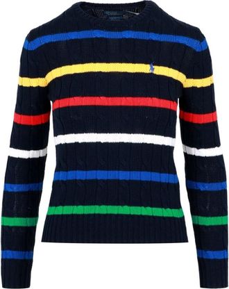 Polo Ralph Lauren Striped Cable-Knit Cotton Sweater, Size Medium