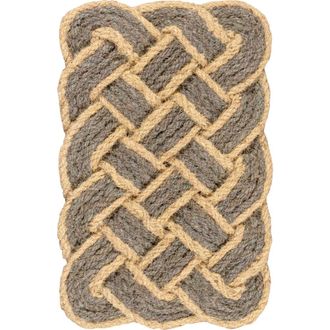 Jonathan Y Designs Maeve Classic Coastal Scalloped Basketweave Coir Indoor/Outdoor DoorMat in Gray/bleach at Nordstrom