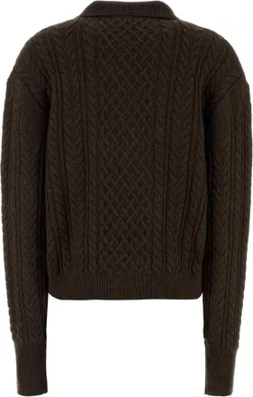 Des_Phemmes Womens Polo Sweater Brown Nylon Wool Viscose
