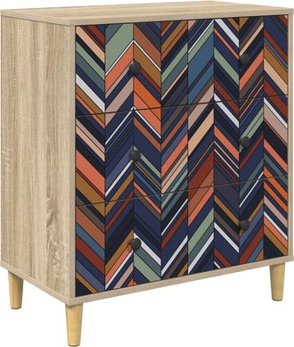 vidaXL Cajonera Ommen Estampado Geom&eacute;trico 66 X 36,5 X 75 Cm Sonoma Vidaxl