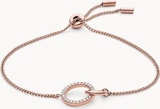 Fossil Womens Rose Gold Stainless Steel Chain Bracelet