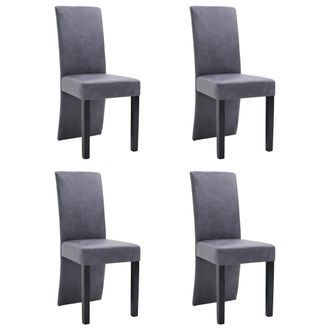 vidaXL Sillas De Comedor 4 Unidades Piel De Ante Artificial Gris Vidaxl