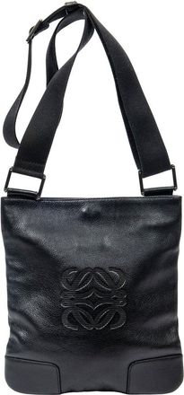 Loewe Black Calfskin Leather Anagram Flat Crossbody (Authentic Pre-Loved)