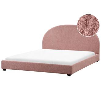 Beliani Beliani - Cama Con Somier Minimalista De Boucl&eacute; 180 X 200 Cm Rosa Pastel Vaucluse
