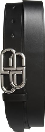 Balenciaga Intertwining Twin-B Leather Belt in Black at Nordstrom, Size 100 Eu