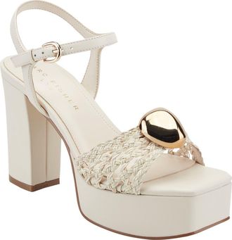 Marc Fisher Cabell Ankle Strap Platform Sandal in Ivory at Nordstrom, Size 7.5