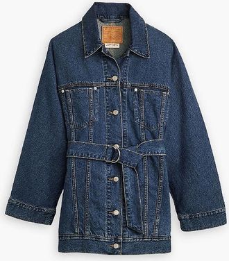 Levi's Womens Solid Patterned Trucker Denim Jacket with Flap Pocket - Navy - Size: 12