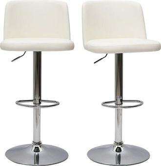 Miliboo Set De 2 Taburetes De Cocina De Dise&ntilde;o Regulables Blanco Monti