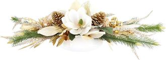 Creative Displays Inc. Handmade Modern Holiday Arrangement With Magnolias & Pinecones