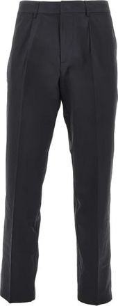 Emporio Armani Pleated Broeken - Heren - Nette broeken - Blauw - XL - Katoen - Broeken