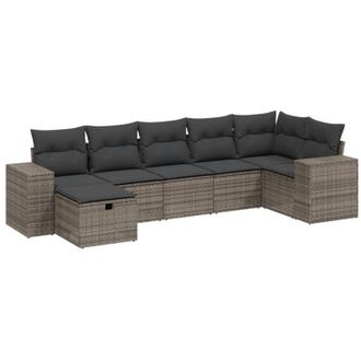 vidaXL Vidaxl - Set Divani da Giardino 7 pz con Cuscini Grigio in Polyrattan