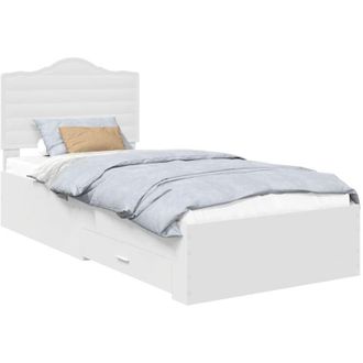 vidaXL Bed Frame with Headboard White 90 x 200 cm Engineered Wood vidaXL