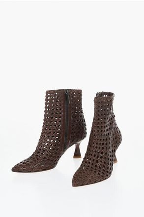 Pons Quintana Woven Leather Ankle Boots CAOBA with Point Heel 6.5 cm size 36