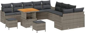 vidaXL Conjunto De Sof&aacute; De Jard&iacute;n 13 Pcs Gris Rat&aacute;n Sint&eacute;tico Vidaxl