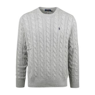 Polo Ralph Lauren Round-neck Knitwear, male, Gray, Size: M Marbled Grey Knitwear