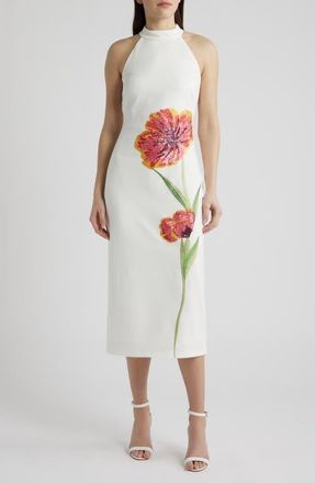 Vince Camuto Sequin Flower Midi Dress in Ivory at Nordstrom, Size 14