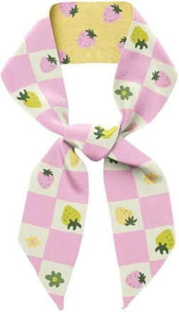 Centinelle Strawberry Checkers Twilly Ribbon Scarf in Pink at Nordstrom