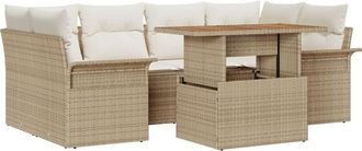 vidaXL Garden Sofa Set with Storage 7 pcs Beige Poly rattan Vidaxl