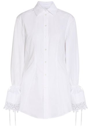 Erdem Lace-trimmed Cotton-poplin Shirt - White - 12 (UK12 / M)