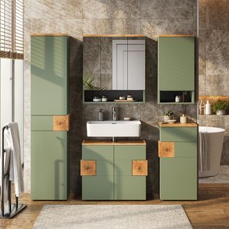 Vicco Juego De Muebles De Ba&ntilde;o Eden, Verde/artesano, 5 Partes, Vicco