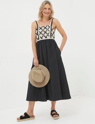 Fat Face FatFace Clea Black Crochet Beach Dress