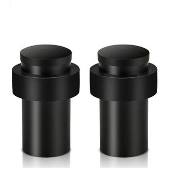 OEM Juego De 2 Topes De Puerta Robustos De Acero Inoxidable Para Z&oacute;calos, Topes De Puerta Modernos De Goma Negra Con Amortiguador - Crezuo
