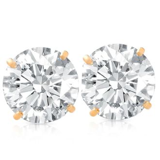 Pompeii3 2 1/2 Ct TW (7mm) Round Moissanite Studs 14k Yellow Gold