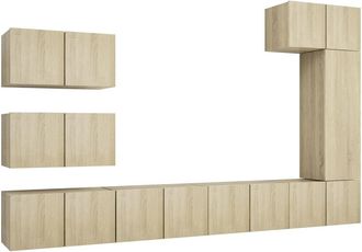 Berkfield Home 8 Piece TV Cabinet Set Sonoma Oak Engineered Wood in Light Tan