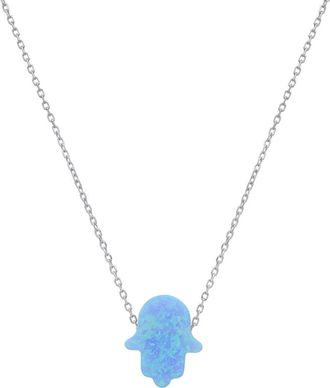 Queen Jewels Opal Hamsa Pendant Necklace in Blue Opal/silver at Nordstrom Rack