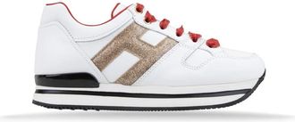 Hogan Leren Vetersneakers met Merkdetails - Dames - Sneakers - Wit - 34 1/2 EU - Schoenen