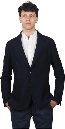 Barba Katoenen en wollen jas- blauw - Heren - Blazers - Blauw - 3XL - Katoen - Jassen