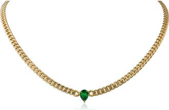 Kenneth Jay Lane Pear Cubic Zirconia Chain Necklace in Gold Plated at Nordstrom