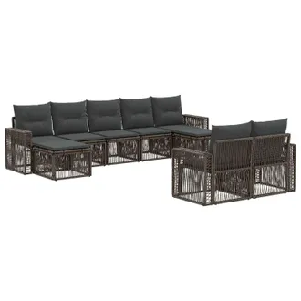 vidaXL Set Divano Da Giardino 9 Pz Grigio E Grigio Scuro Polyrattan Vidaxl