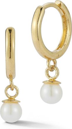 Ember Fine Jewelry 14K Gold Cultured Pearl Huggie Hoop Earrings at Nordstrom Rack