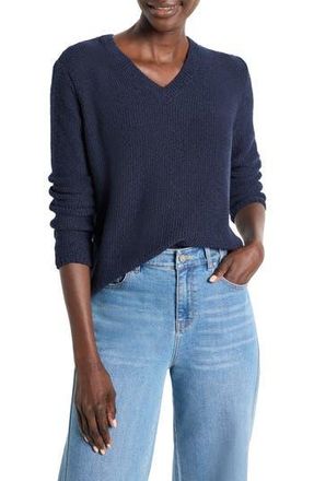 Nic+Zoe Crimpy V-Neck Sweater in Dark Indigo at Nordstrom Rack, Size Xx-Large