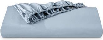Bare Home 100% Organic Cotton Percale Cooling Fitted Sheet in Dusty Blue at Nordstrom, Size Queen