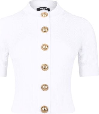 Balmain Womens Ribbed Buttoned Top