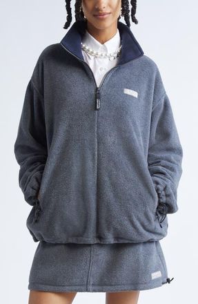 Sandy Liang Ascher Polar Fleece Quarter Zip Pullover in Grey at Nordstrom, Size X-Small
