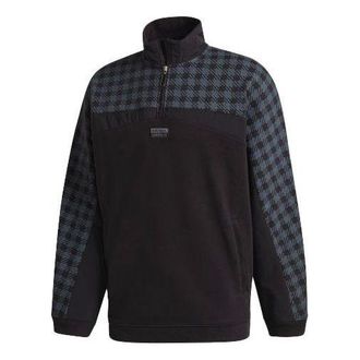 adidas originals D Sweat Grp Half Zipper Plaid Casual Sports Black GD9322