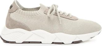 PESERICO Schoenen, Dames, Beige, 40 EU, Su&egrave;de, Lace-up Panelled Sneakers